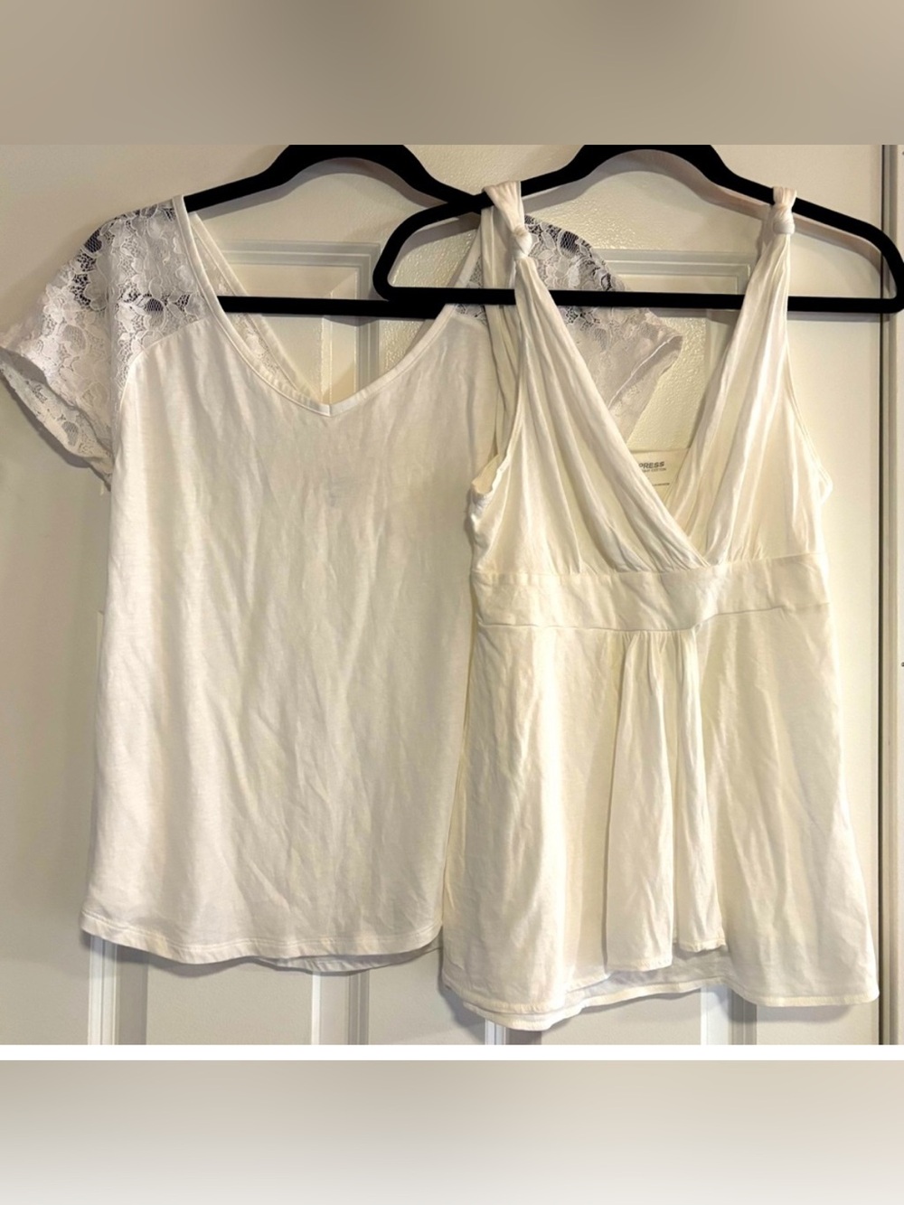 Y2K Express Bundle Tops-  Lace Sleeve Top and Sleeveless Blouse, size Medium